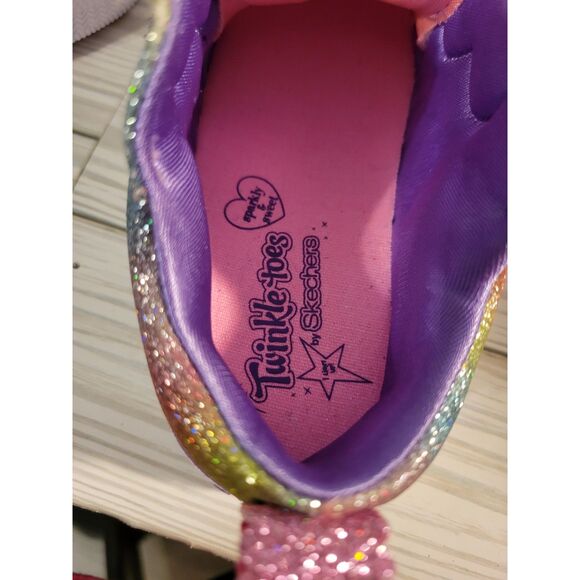 Skechers NWT Girls Rainbow Unicorn Twinkle Toes Light-up Sneakers Size 7 - Picture 5 of 6